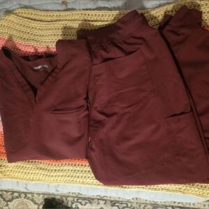 Maroon Women's Scrub Set